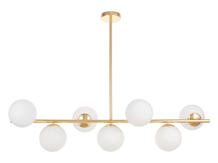 NOWOCZESNA LAMPA WISZĄCA ZŁOTA FREDICA W7 Lampa z abażurem Lampa z kloszem Szkło Metal Pomieszczenie Salon