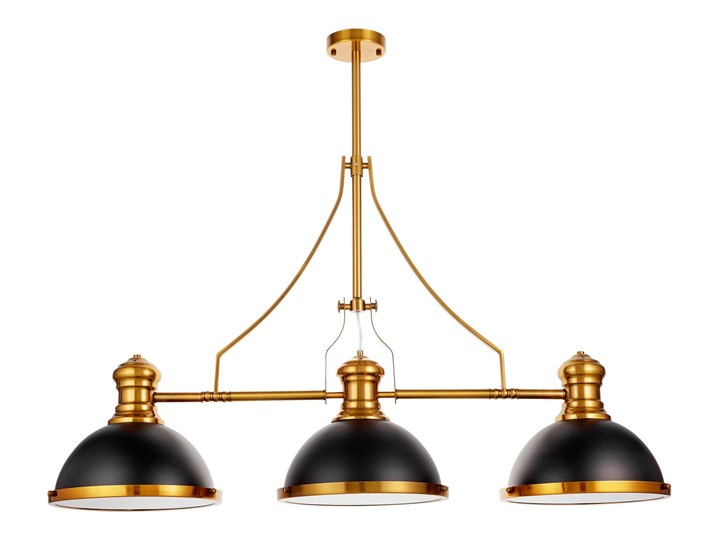 POTRÓJNA LAMPA WISZĄCA INDUSTRIALNA CZARNO-MOSIĘŻNA ETTORE Kolor Czarny Mosiądz Lampa z kloszem Lampa z abażurem Szkło Metal Ilość źródeł światła 3 źródła