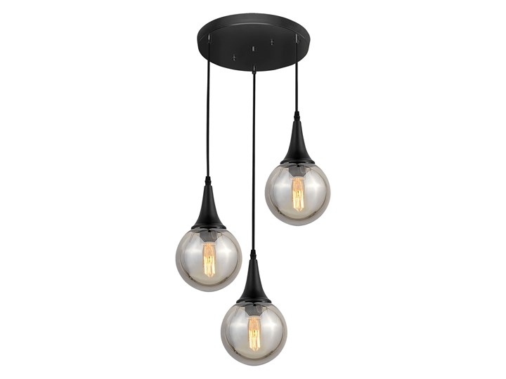 LAMPA WISZĄCA LOFT POTRÓJNA CZARNA ROCHERRO TRIO Lampa z kloszem Szkło Metal Styl Industrialny