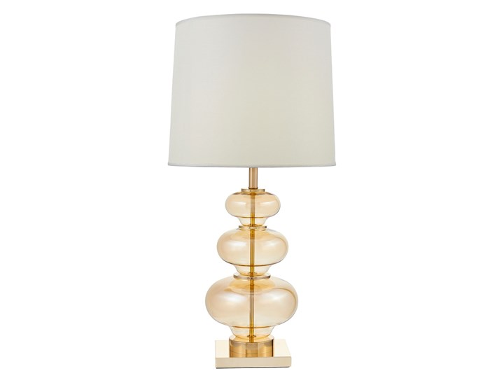LAMPA NOCNA BIAŁO-ZŁOTA BRISTON Lampa z abażurem Tkanina Szkło Metal Lampa z kloszem Wysokość 71 cm Styl Nowoczesny