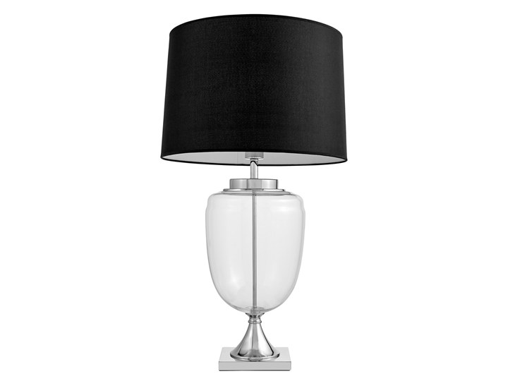 LAMPA NOCNA GLAMOUR CZARNA OLIMPIA Kolor Czarny Lampa z kloszem Wysokość 80 cm Szkło Lampa z abażurem Metal Tkanina Kategoria Lampy stołowe