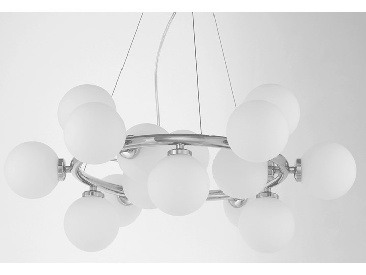 LAMPA WISZĄCA NOWOCZESNA CHROMOWANA MARSIADA W15 LUMINA DECO Metal Lampa z abażurem Kolor Biały Lampa z kloszem Szkło Styl Nowoczesny