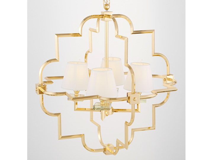LAMPA WISZĄCA ŻYRANDOL NOWOCZESNY BIAŁO-ZŁOTY BALTIMORE W4 LUMINA DECO Metal Lampa z kryształkami Kategoria Lampy wiszące Lampa z kloszem Lampa z abażurem Kryształ Pomieszczenie Kuchnia
