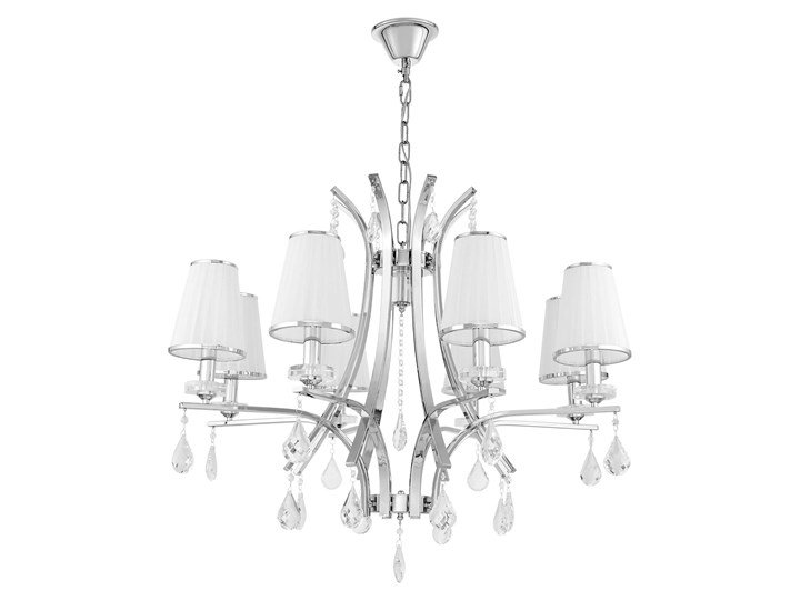 KLASYCZNY ŻYRANDOL KRYSZTAŁOWY BIAŁY GLAMOUR W8 LUMINA DECO Lampa z kloszem Lampa z kryształkami Lampa z abażurem Tkanina Chrom Metal Kolor Srebrny