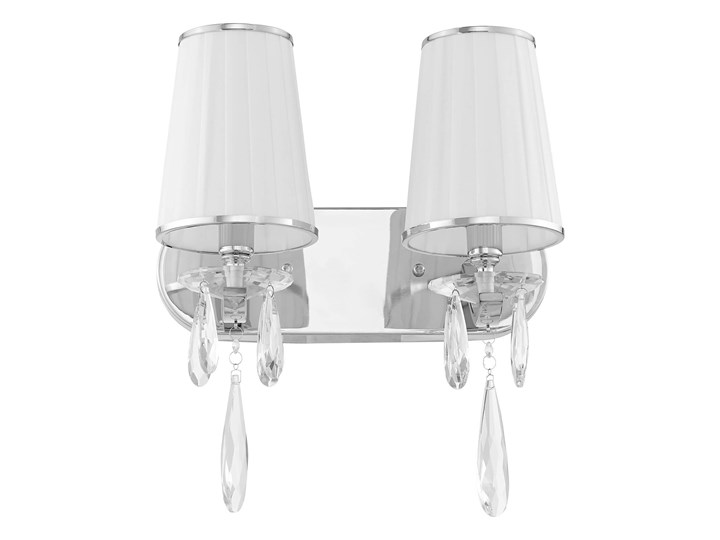 LAMPA ŚCIENNA KINKIET KRYSZTAŁOWY BIAŁY ALESSIA W2 LUMINA DECO Kinkiet dekoracyjny Szkło Tkanina Kinkiet z abażurem Kinkiet z kloszem Metal Styl Glamour