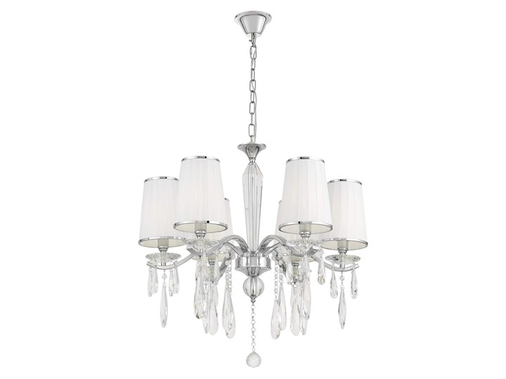 KLASYCZNY ŻYRANDOL KRYSZTAŁOWY BIAŁY ALESSIA W6 LUMINA DECO Szkło Metal Lampa z abażurem Lampa z kryształkami Tkanina Lampa z kloszem Pomieszczenie Salon Chrom Funkcje Brak dodatkowych funkcji