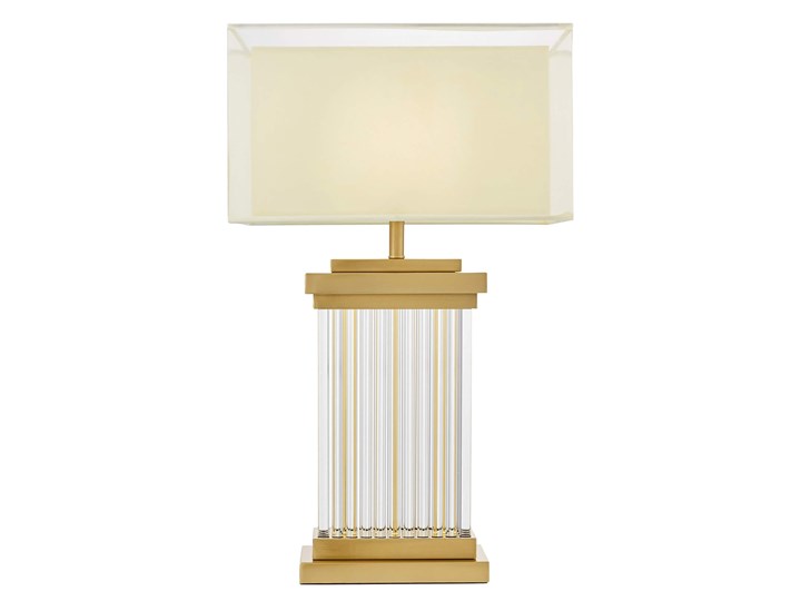 LAMPA NOCNA GLAMOUR KREMOWO-MOSIĘŻNA DAVOS LUMINA DECO Tkanina Lampa z kloszem Lampa z abażurem Metal Mosiądz Wysokość 67 cm Szkło Kolor Złoty