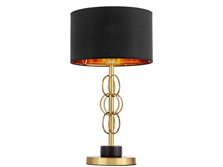 LAMPA STOŁOWA GLAMOUR CZARNO-MOSIĘŻNA AZZARIA LUMINA DECO Mosiądz Metal Lampa z kloszem Wysokość 56 cm Tkanina Lampa z abażurem Lampa nocna Styl Nowoczesny