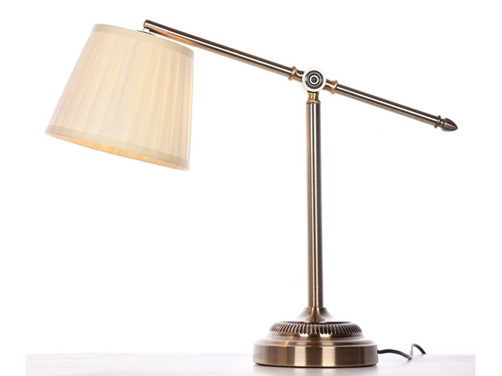 LAMPA BIURKOWA MOSIĘŻNA FLORIO LUMINA DECO Mosiądz Wysokość 55 cm Lampa z kloszem Lampa z abażurem Lampa gabinetowa Metal Tkanina Kolor Beżowy