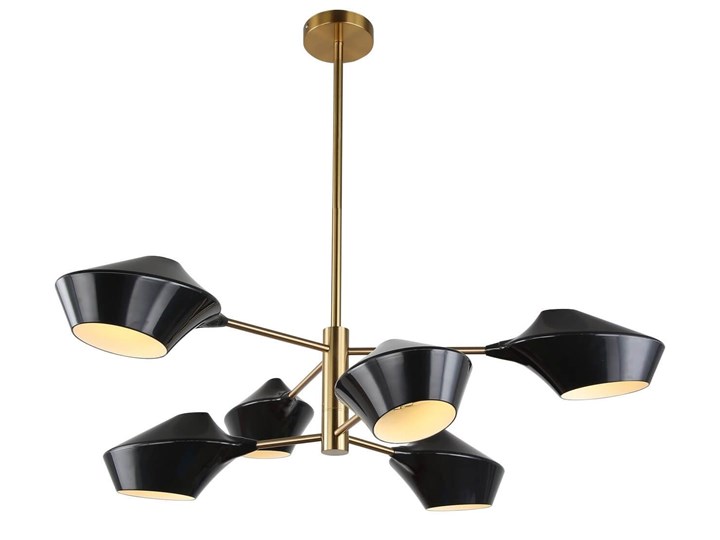 NOWOCZESNA LAMPA WISZĄCA CZARNA ROMINA W6 LUMINA DECO Lampa z abażurem Tworzywo sztuczne Mosiądz Lampa z kloszem Metal Pomieszczenie Sypialnia