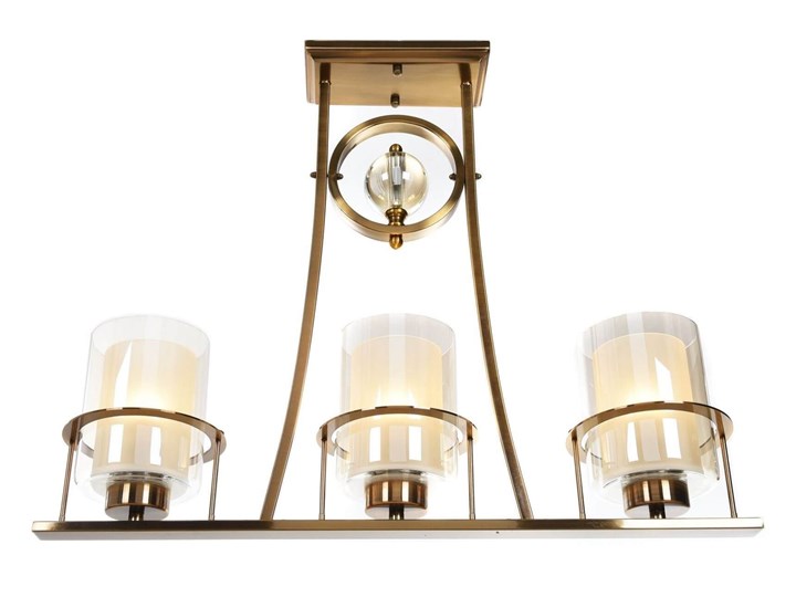 LAMPA SUFITOWA ART DECO MOSIĘŻNA BRONX W3 LUMINA DECO Metal Szkło Lampa z kloszem Ilość źródeł światła 3 źródła Mosiądz Styl Tradycyjny