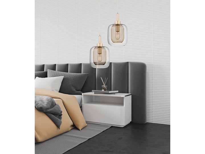 LAMPA WISZĄCA NOWOCZESNA ZŁOTA BESSA LUMINA DECO Lampa z kloszem Szkło Metal Lampa z abażurem Styl Industrialny