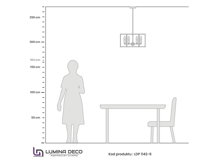 LAMPA WISZĄCA LOFT CZARNO-MOSIĘŻNA LORTON W6 LUMINA DECO Mosiądz Metal Ilość źródeł światła 6 źródeł