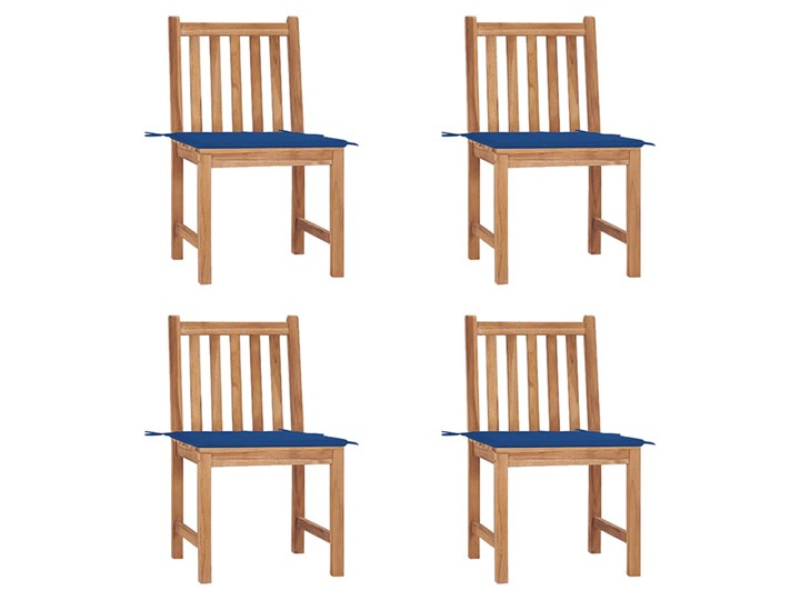 vidaXL Krzesła ogrodowe, 4 szt., z poduszkami, lite drewno tekowe Krzesła tradycyjne Kolor Brązowy Tworzywo sztuczne Kolor Beżowy