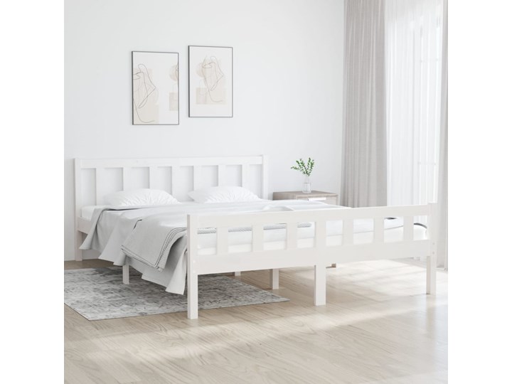 vidaXL Rama łóżka, biała, lite drewno, 120 x 200 cm Kolor Biały Łóżko drewniane Styl Rustykalny