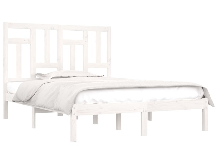 vidaXL Rama łóżka, biała, lite drewno sosnowe, 200 x 200 cm Łóżko drewniane Styl Rustykalny