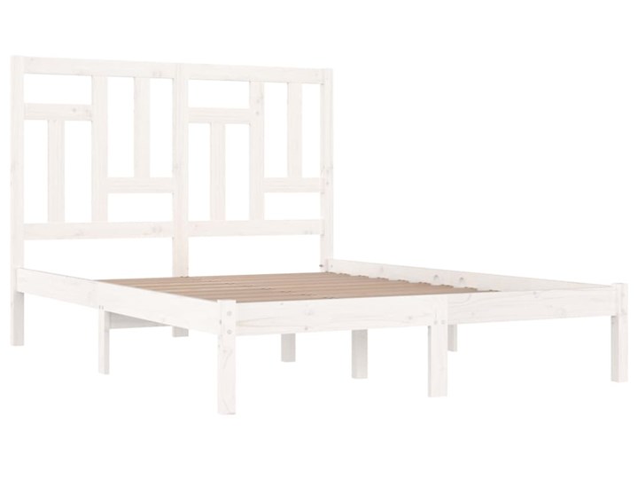vidaXL Rama łóżka, biała, lite drewno sosnowe, 200 x 200 cm Łóżko drewniane Kolor Biały Styl Tradycyjny