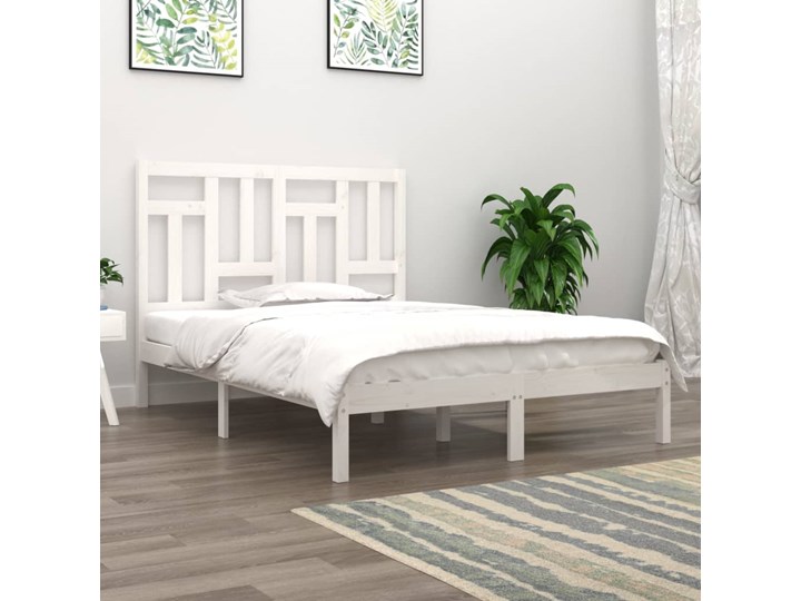 vidaXL Rama łóżka, biała, lite drewno sosnowe, 200 x 200 cm Kolor Biały Łóżko drewniane Styl Tradycyjny