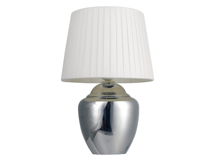 PLATINET TABLE LAMP LAMPA STOŁOWA SILVER BASE, WHITE SHADE, H35 [45690]
