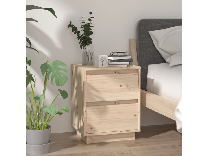 vidaXL Szafka nocna, 40 x 35 x 50 cm, lite drewno sosnowe Sosna Nocne Uniwersalne Pomieszczenie Sypialnia Szerokość 40 cm Głębokość 35 cm Styl Nowoczesny