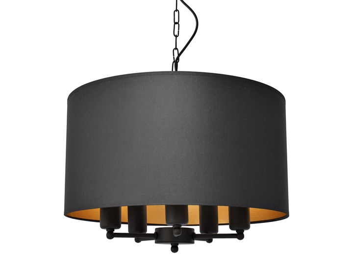 Lampa wisząca pięciopunktowa VICTORIA czarno-złota W-2953/5 BK+GO Metal Tkanina Tworzywo sztuczne Lampa z abażurem Styl Nowoczesny