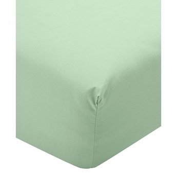 Zielone prześcieradło z perkalu bawełnianego Cotton works Elsie, 90x200 cm