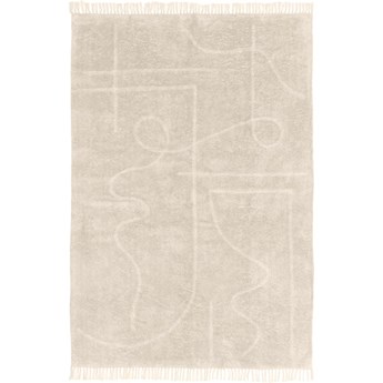 Jasnobeżowy ręcznie tkany bawełniany dywan Westwing Collection Lines, 160 x 230 cm