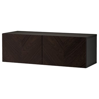 IKEA BESTÅ Kombinacja szafek ściennych, Czarnybrąz Hedeviken/ciemnobrązowy bejcowana okleina dębowa, 120x42x38 cm
