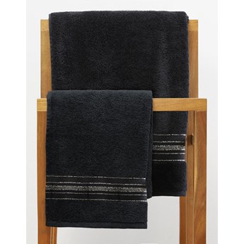 Ręcznik DUKE z paskami lureksowymi czarny 50x90 cm - Homla