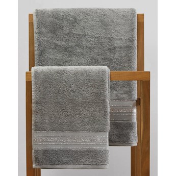 Ręcznik DUKE z paskami lureksowymi szary 70x130 cm - Homla