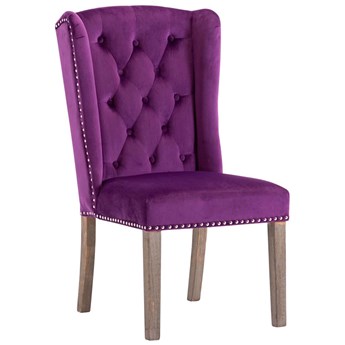 Fioletowe krzesło drewniane tapicerowane z kołatką - Oksana