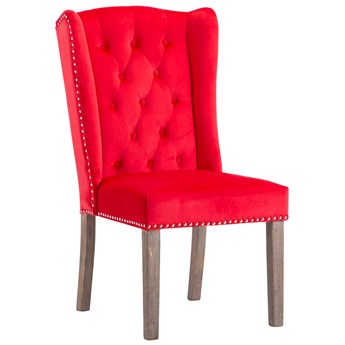 Czerwone aksamitne pikowane krzesło do jadalni - Oksana