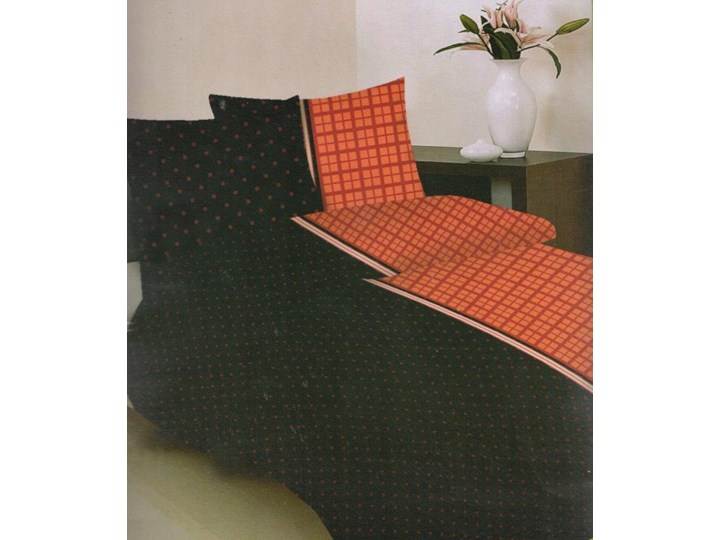 Pościel bawełniana ciemna z czerwonymi kropkami PER-104 Komplet pościeli 140x200 cm Bawełna Wzór Geometryczny Rozmiar poduszki 70x80 cm