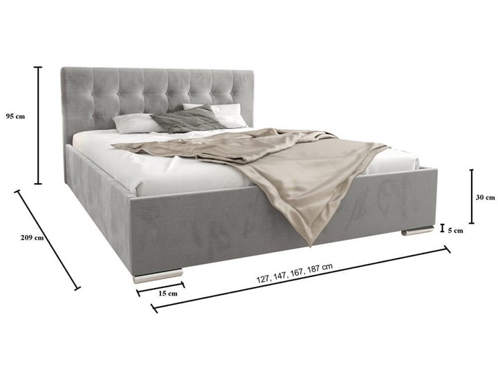 Łóżko tapicerowane 140x200  MISTRAL z pojemnikiem na pościel kolor do wyboru Tkanina Drewno Metal Rozmiar materaca 140x200 cm