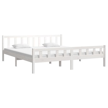 vidaXL Rama łóżka, biała, lite drewno, 180x200 cm, Super King