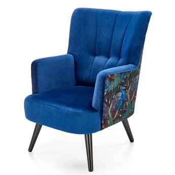 Granatowy fotel wypoczynkowy do salonu - Pavos