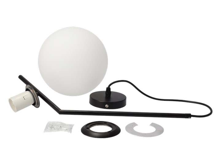Lampa wisząca PELOTA BLACK E27 czarny biały EDO777102 EDO Pomieszczenie Sypialnia Szkło Tkanina Lampa z kloszem Metal Stal Lampa inspirowana Pomieszczenie Salon