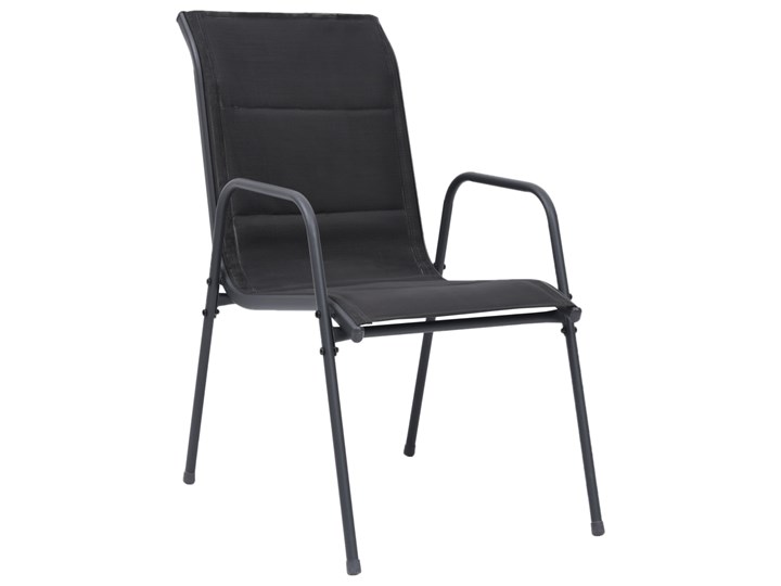 vidaXL Krzesła ogrodowe, sztaplowane, 2 szt., stal i Textilene, czarne Metal Krzesło składane Tworzywo sztuczne Kolor Czarny Styl Nowoczesny