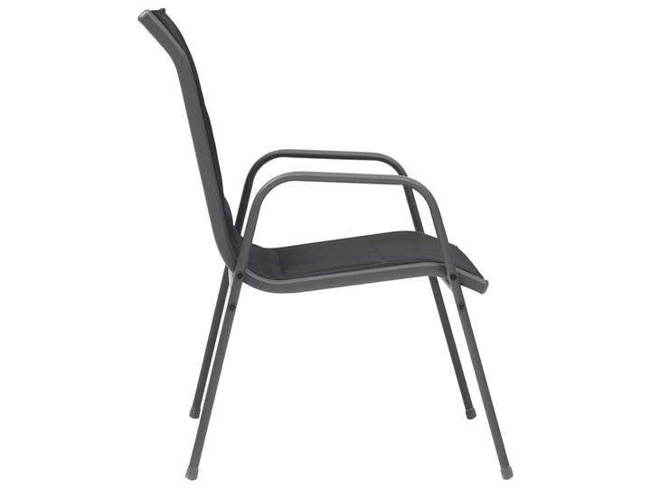 vidaXL Krzesła ogrodowe, sztaplowane, 2 szt., stal i Textilene, czarne Krzesło składane Tworzywo sztuczne Metal Styl Nowoczesny Kolor Czarny