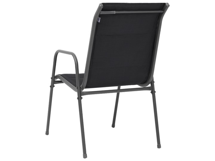 vidaXL Krzesła ogrodowe, sztaplowane, 2 szt., stal i Textilene, czarne Krzesło składane Tworzywo sztuczne Metal Kolor Czarny Styl Nowoczesny