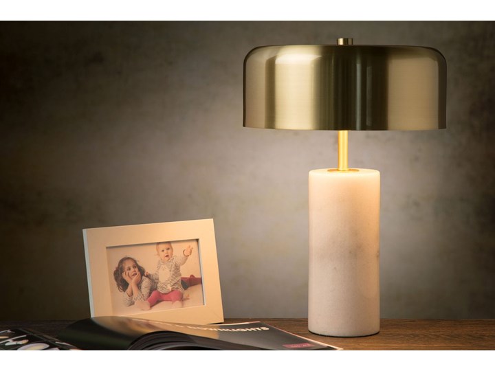 Elegancka lampa biurkowa Mirasol biały marmur Stal Metal Wysokość 30 cm Lampa z kloszem Kategoria Lampy stołowe
