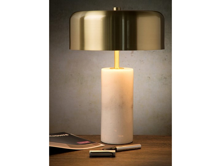 Elegancka lampa biurkowa Mirasol biały marmur Metal Wysokość 30 cm Lampa z kloszem Stal Kategoria Lampy stołowe