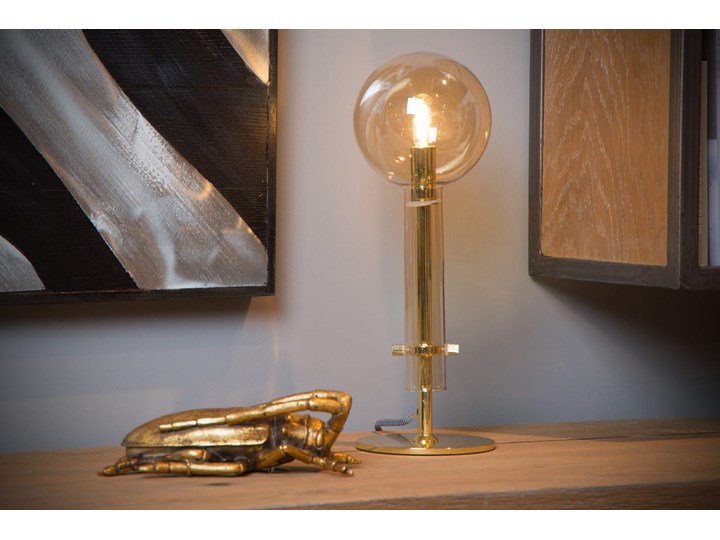 Nowoczesna stołowa lampa Lone szklana złota Szkło Wysokość 35 cm Lampa z kloszem Stal Styl Nowoczesny