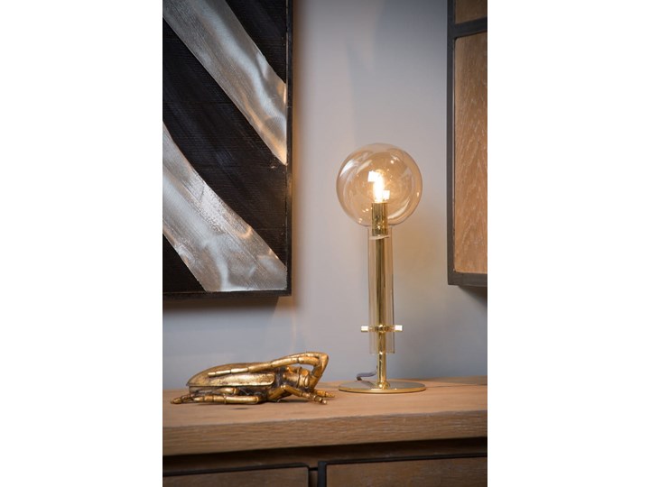 Nowoczesna stołowa lampa Lone szklana złota Lampa z kloszem Wysokość 35 cm Stal Szkło Kolor Złoty Styl Vintage