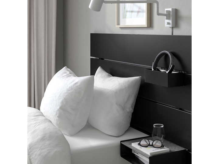IKEA NORDLI Rama łóżka z pojemnikiem, zagłówek, antracyt, 90x200 cm Tkanina Pojedyncze Neutralne Kategoria Łóżka dla dzieci