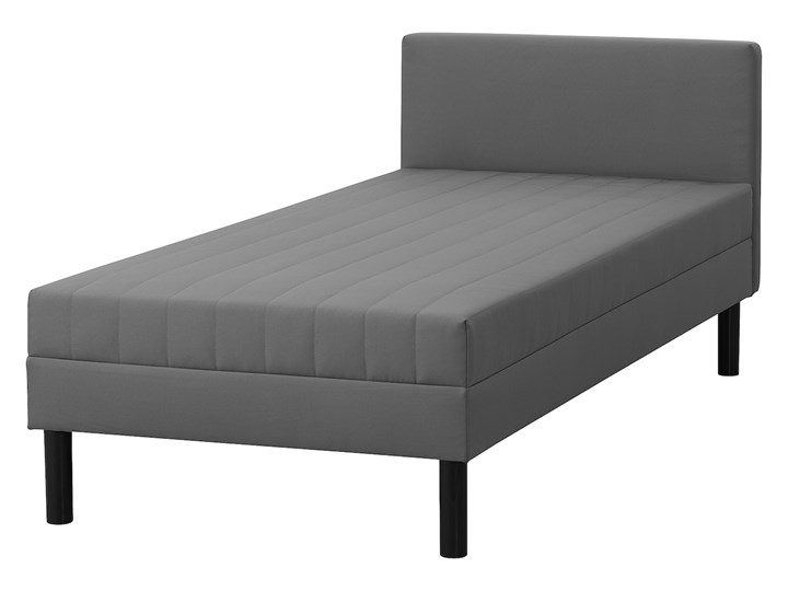 IKEA SVELGEN Tapicerowana rama łóżka z materacem, z wezgłowiem/szary, 90x200 cm Tkanina Łóżko tapicerowane Liczba miejsc Jednoosobowe