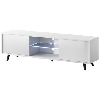SELSEY Szafka RTV Lefyr 140 cm Biały mat / Biały połysk