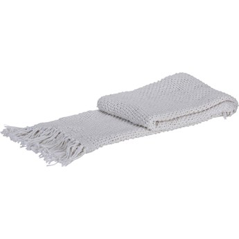 ZAK bawełniany pled z frędzlami tkany ręcznie biały, 130x170 cm
