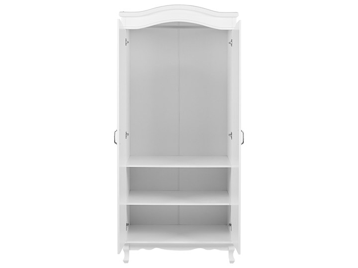 Beliani Szafa biała MDF drewniane nóżki 87 x 50 x 187 cm retro klasyczna dwudrzwiowa półki drążek na ubrania do sypialni Ilość drzwi Dwudrzwiowe Płyta MDF Płyta laminowana Drewno Metal Styl Vintage