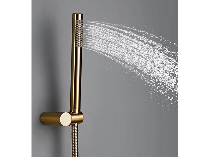 Okrągły podtynkowy zestaw prysznicowy szczotkowane złoto Kolor Złoty Kategoria Zestawy prysznicowe